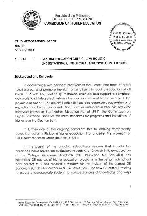 CHED Memo No. 20.